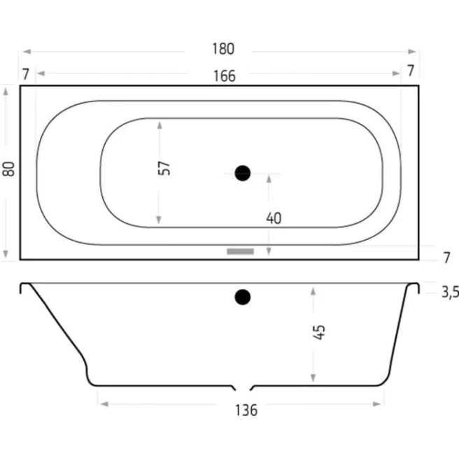 BADO ARUBA BAD 180X80 WIT 6891-01 BADO ARUBA BAD 180X80 WIT 6891-01