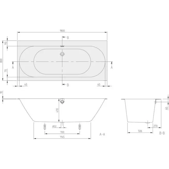 OBERON 2.0 BAD 1800X800 VILLEROY & BOCH UBQ180OBR2DV-01 OBERON 2.0 BAD 1800X800 VILLEROY & BOCH UBQ180OBR2DV-01