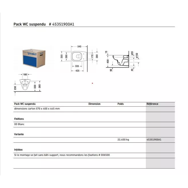 D CODE Duravit hangtoiletpakket 45351900A1