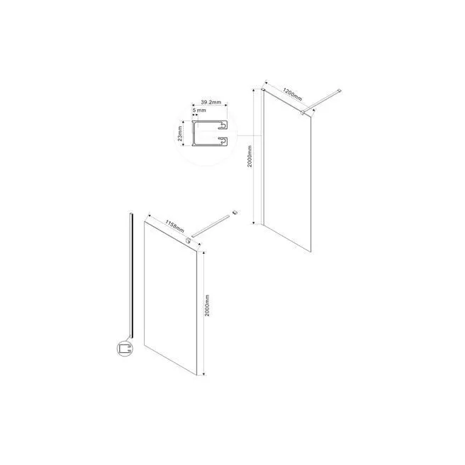 WALK-IN PAROI DOUCHE FIXE 120X200 VMO 20005664