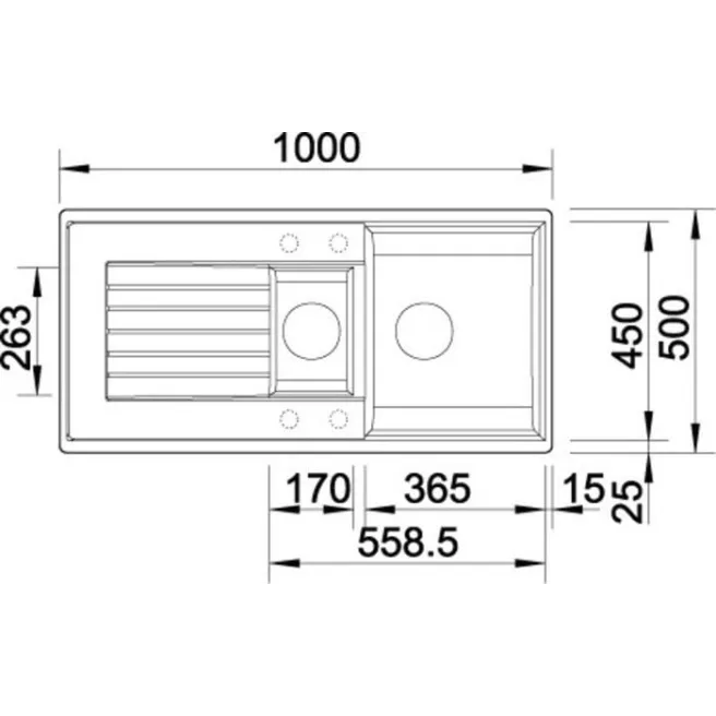 ZIA 6S évier cuisine 1000X500 Blanco 514748