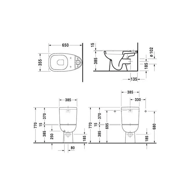 D-CODE vloertoiletpot pack H uitlaat Duravit 0130090001 D-CODE vloertoiletpot pack H uitlaat Duravit 0130090001