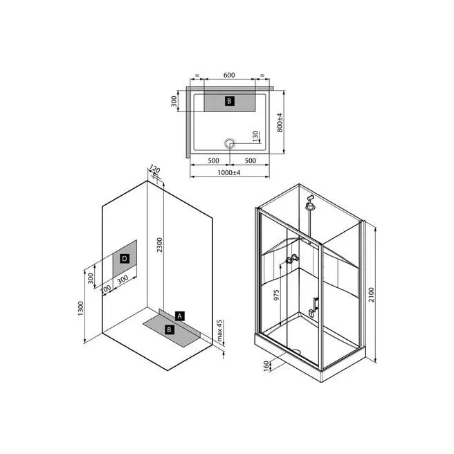 LILOU BASIS CABINE DOUCHE 100X80 VM INTRO 20001772