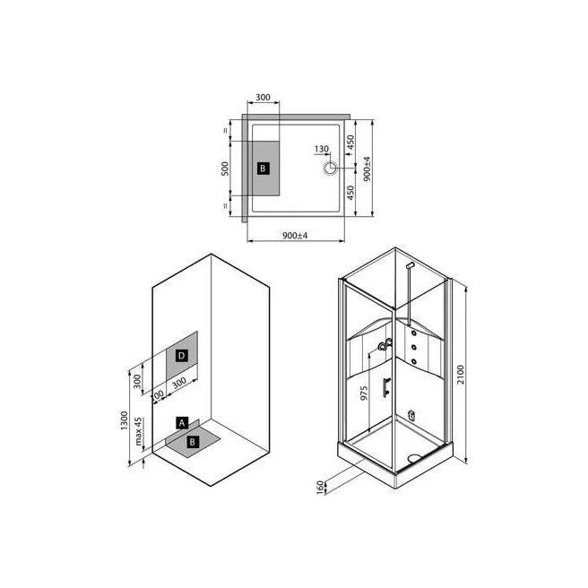 LILOU BASIS DOUCHECABINE 90X90 VM INTRO 20001774