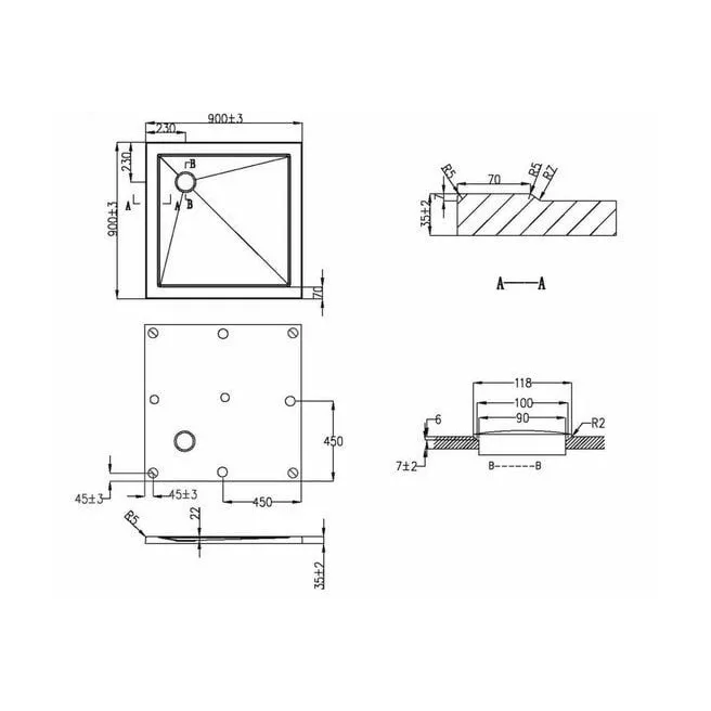 ERIS 90X90 DOUCHEBAK VAN MARCKE 20006140