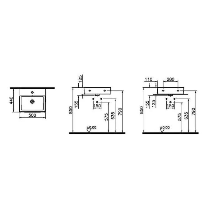 SQUARE lavabo 500x440 Van Marcke 20006273