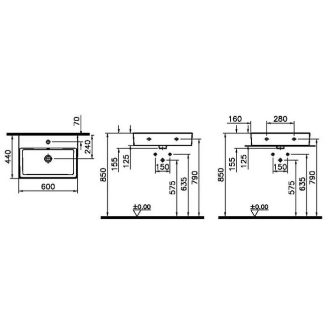 SQUARE witte wastafel 60x44 Van marcke 20006274