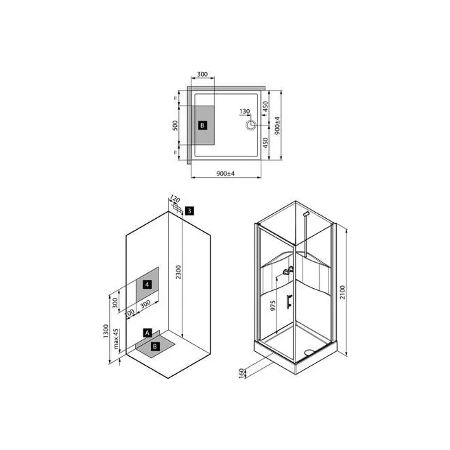 LILOU BASIS douchecabine 90X90 Van Marcke Intro 20001775