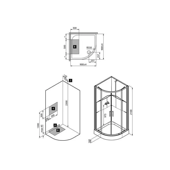 LILOU BASIS douchecabine 90X90 Van Marcke Intro 20001777