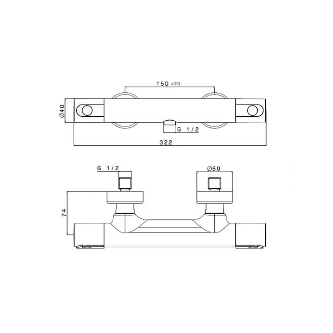 ADRINA thermostatische douchemengkraan Van Marcke Origine 20002889 ADRINA thermostatische douchemengkraan Van Marcke Origine 20002889