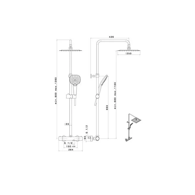 DOVERA système douche carré Van Marcke 20006157
