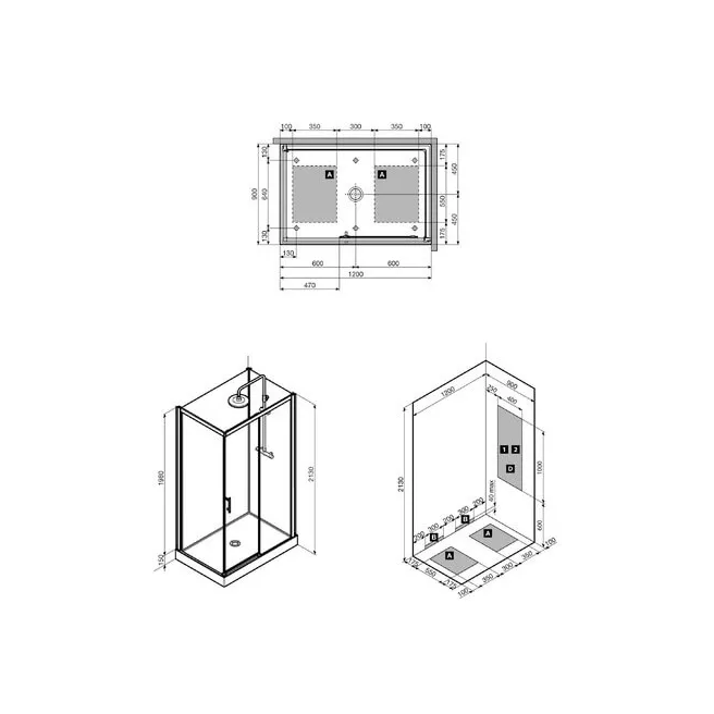 VIDRIO cabine douche ouverture droite 120X90 Van Marcke 20002975