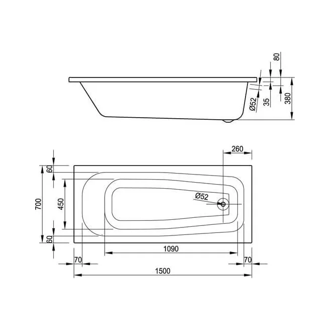 NOAH inbouw acryl ligbad Van Marcke Intro