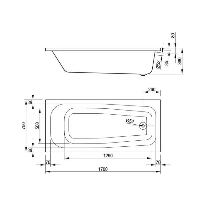 NOAH inbouw acryl ligbad Van Marcke Intro