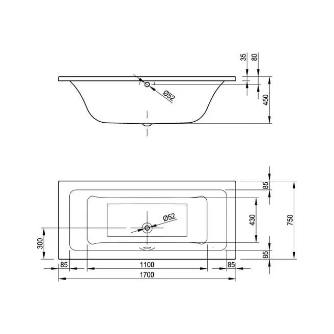 BERLIN SMALL inbouwbad 170X75 Van Marcke Origine 20002922