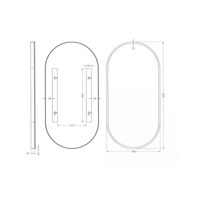 GIO miroir ovale cadre noir Van Marcke
