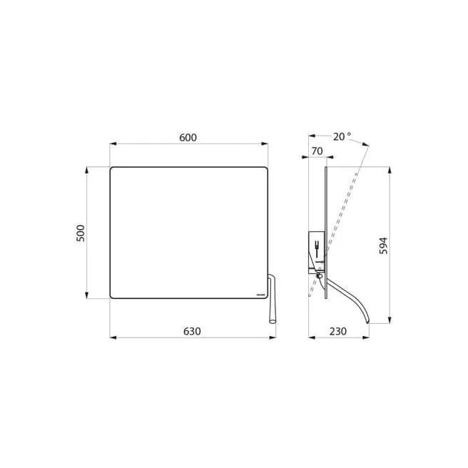 DELABIE kantelbare spiegel met hendel 510201N