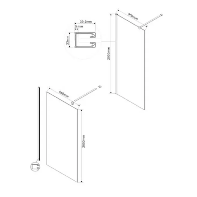 WALK-IN DECOR vaste douchewand Van Marcke Origine