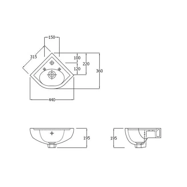 Star wandhangende hoekfontein wit Van Marcke Intro 20002779
