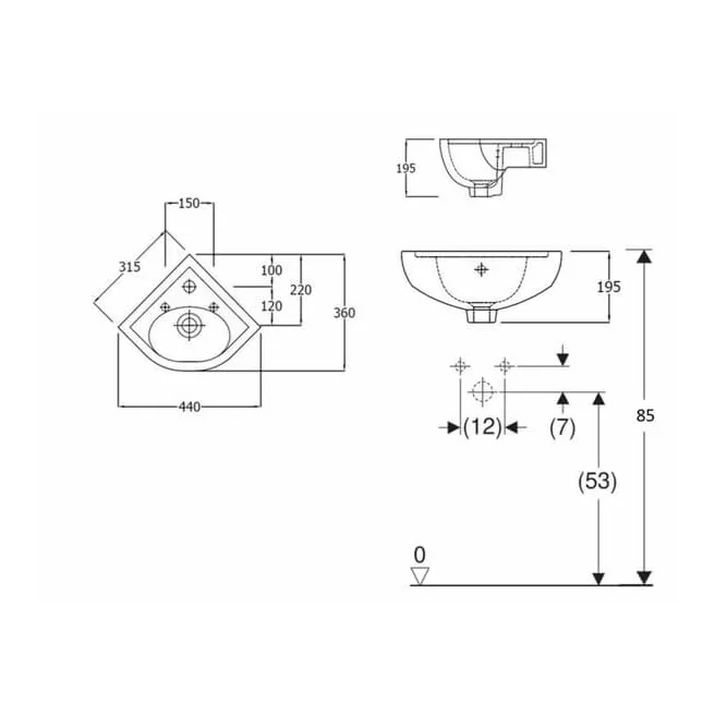 Star wandhangende hoekfontein wit Van Marcke Intro 20002779