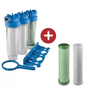 Pack filtre eau de pluie Van Marcke Purifo Trio et recharges Pack filtre eau de pluie Van Marcke Purifo Trio et recharges