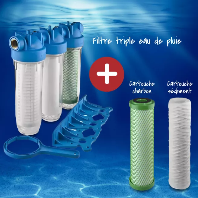 Pack filtre eau de pluie Van Marcke Purifo Trio et recharges Pack filtre eau de pluie Van Marcke Purifo Trio et recharges