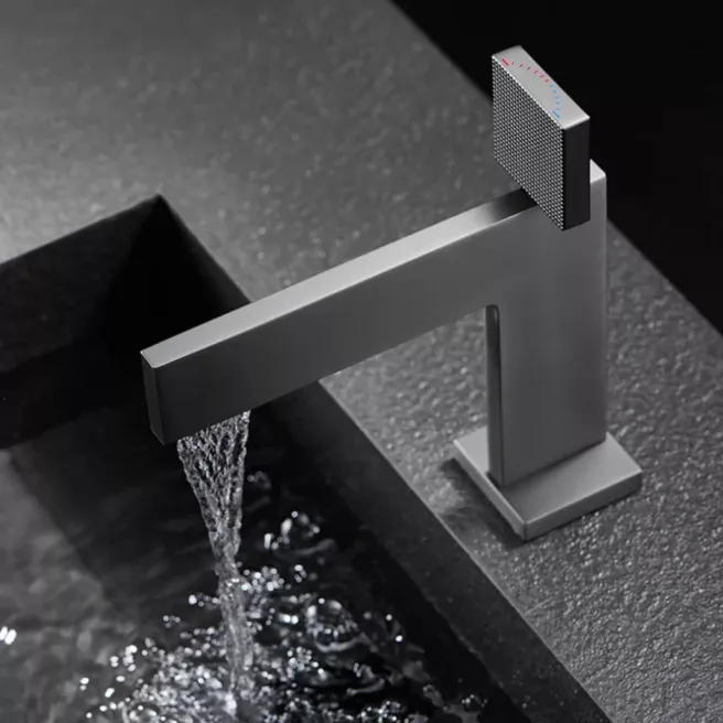 Faenza wastafelmengkraan design geborsteld grijs Agostini