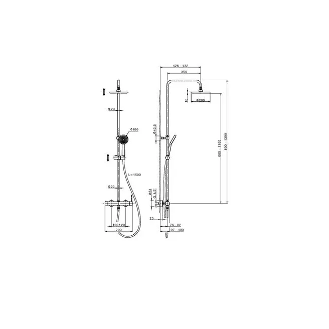 Elba Système de douche rond chromé mitigeur mono Van Marcke Intro Elba Système de douche rond chromé mitigeur mono Van Marcke Intro