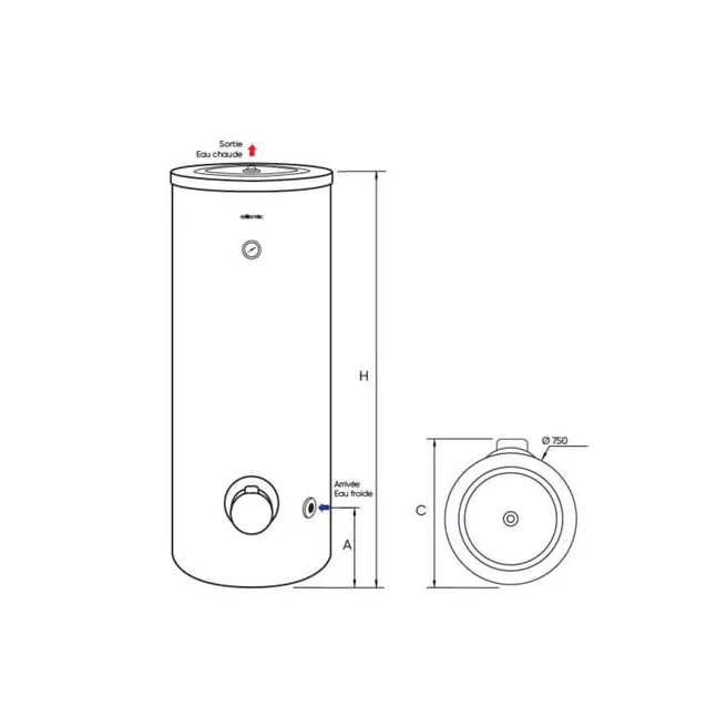 IMMENSIO 500L verticale elektrische boiler op Atlantic-basis