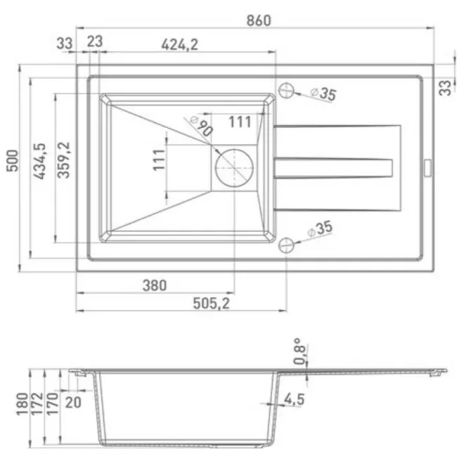 Molto évier 1 bac noir Van Marcke Go
