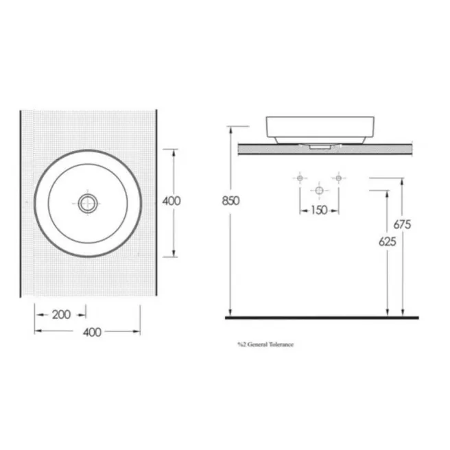Elene vasque à poser rond 400x400 GO by Van Marcke-dimensions