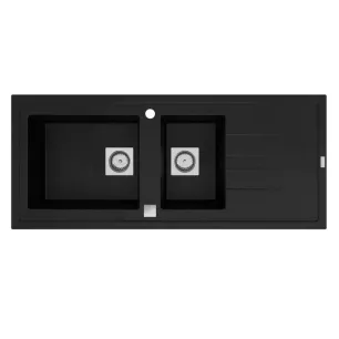 Molto évier à encastrer 2 bassins 117 x 50 cm noir Van Marcke