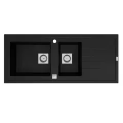Molto inbouwspoelbak met 2 kommen 117 x 50 cm zwart Van Marcke