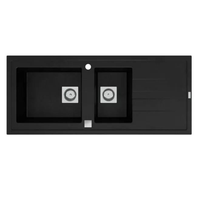 Molto évier à encastrer 2 bassins 117 x 50 cm noir Van Marcke