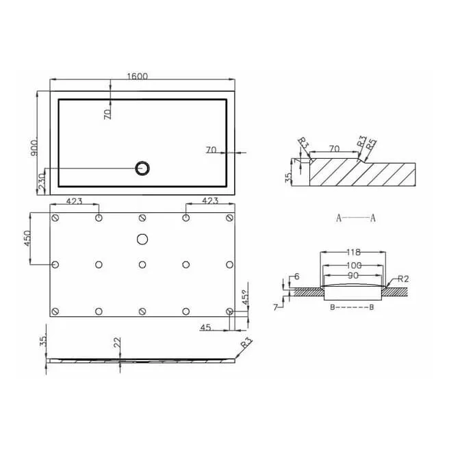 ERIS rechthoekige acryl douchebak Van Marcke