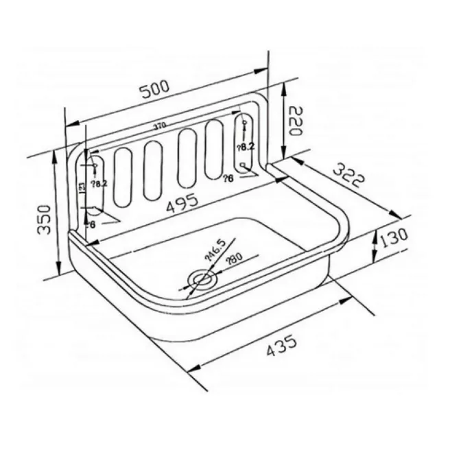 Rhone déversoir blanc acier 49.5 x 32 Van Marcke